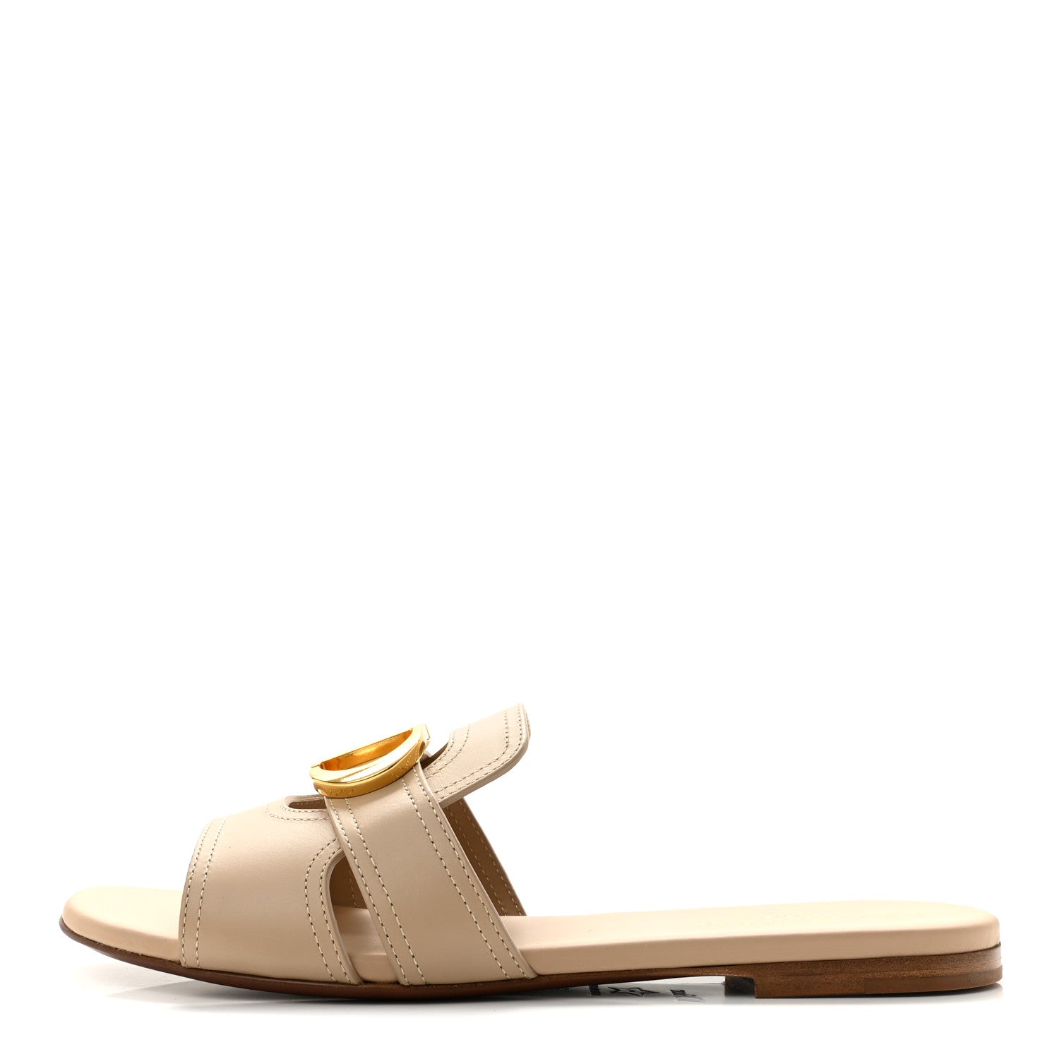 Christian Dior Calfskin 30 Montaigne Flat Slide Sandals 37 Desert 1 of 10