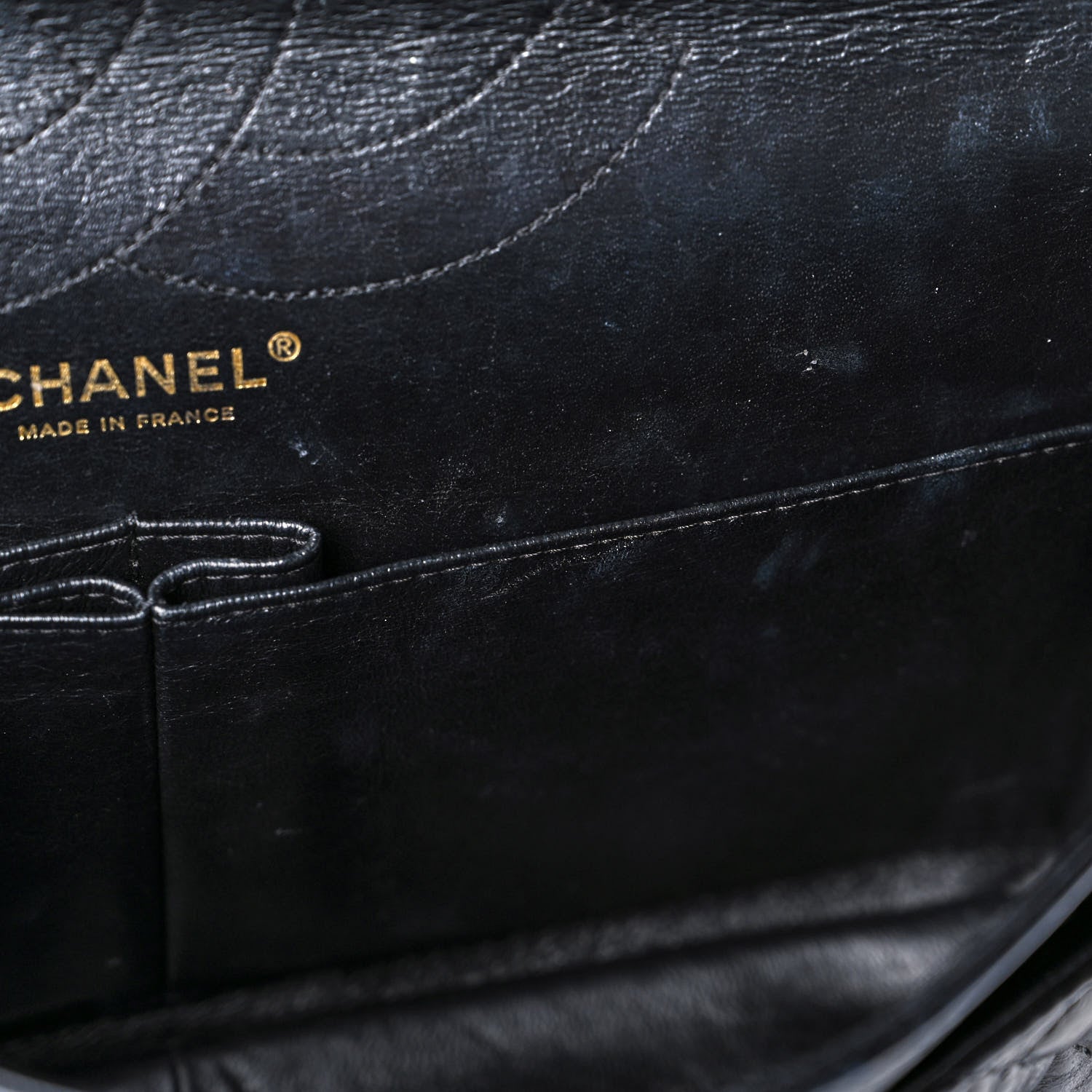 Chanel Glazed Aged Calfskin Quilted 2.55 Reissue 227 Flap Dark Navy 13 of 18
