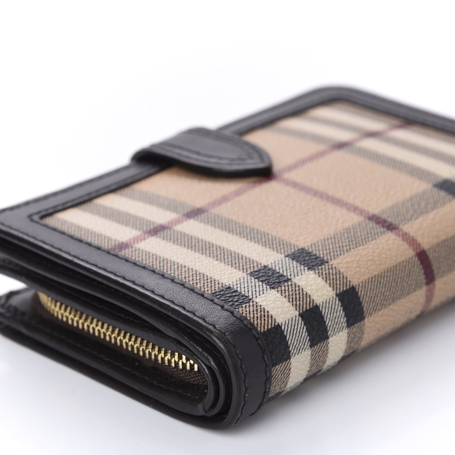 Burberry Haymarket Check Compact Zip Wallet Chocolate 6 of 10