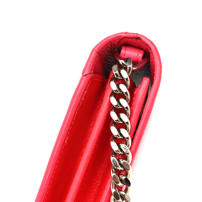 Saint Laurent Grain de Poudre Classic Letters Chain Wallet Fuchsia 12 of 14