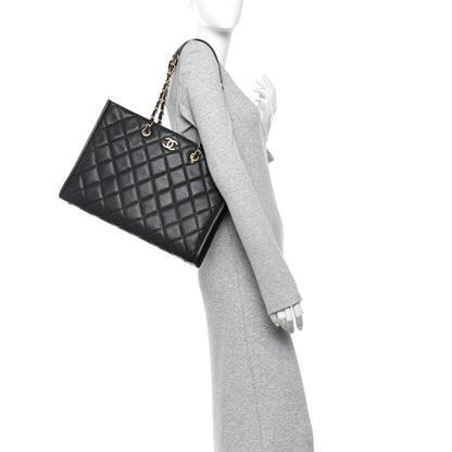 Chanel Caviar Quilted Chain Large Shopping Tote With Coin Purse Black 2 of 11