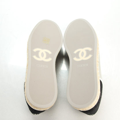 Chanel Cotton Cap Toe Espadrilles 40 Grey Black 6 of 9