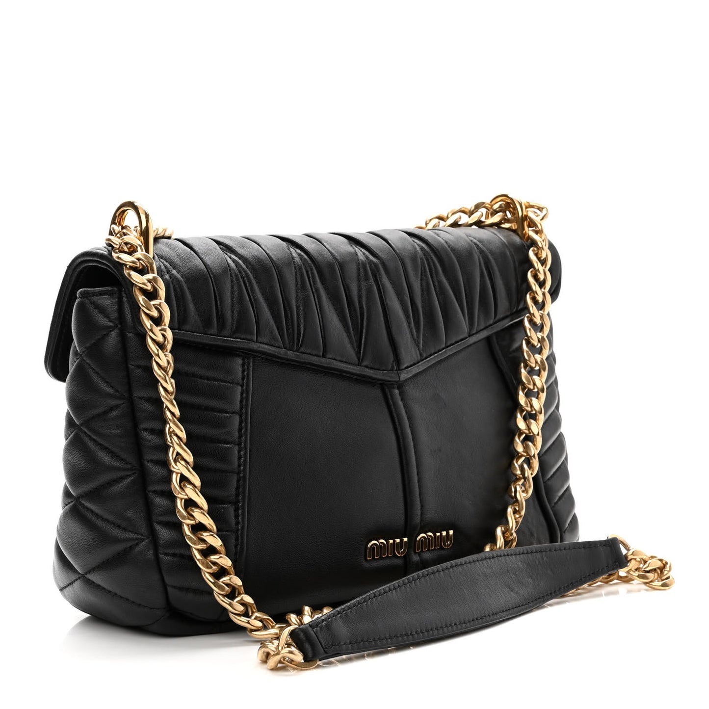 Nappa Matelasse Biker Shoulder Bag Black