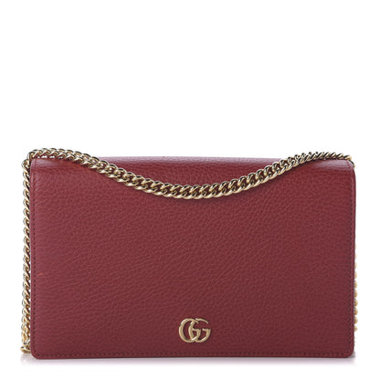 Gucci Dollar Calfskin Mini GG Marmont Chain Wallet Hibiscus Red 1 of 9