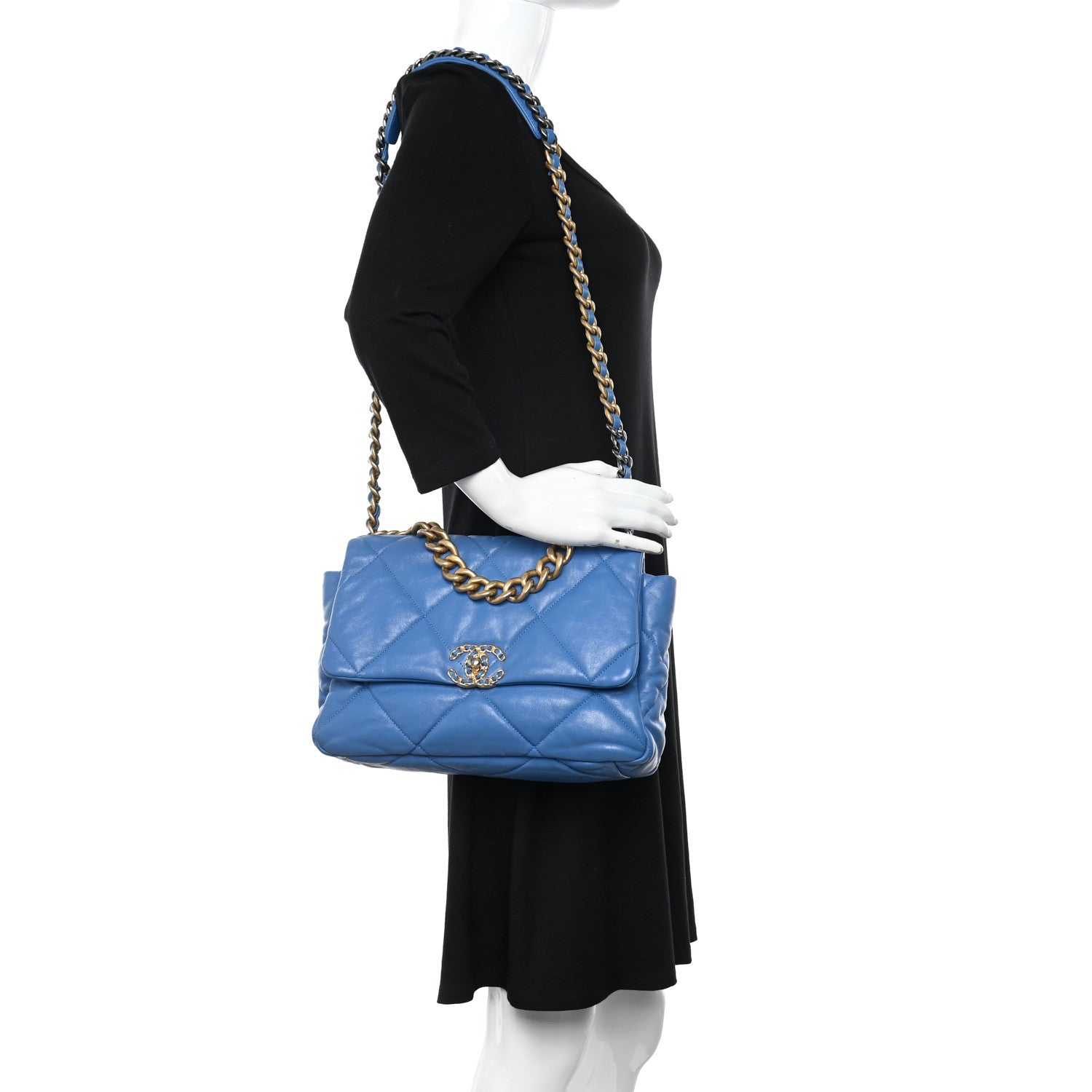 Chanel Lambskin Quilted Large Chanel 19 Flap Blue 2 of 10