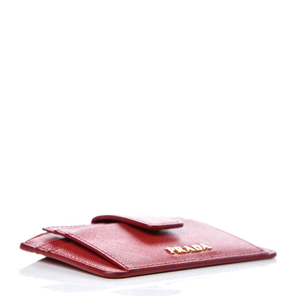 Prada Saffiano Metal Coin Case Card Holder Fuoco 4 of 7