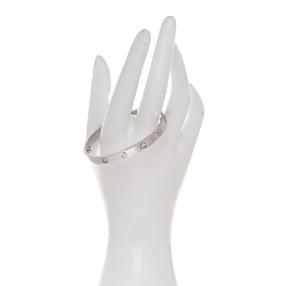 Cartier 18K White Gold 4 Diamond Love Bracelet 17 2 of 9