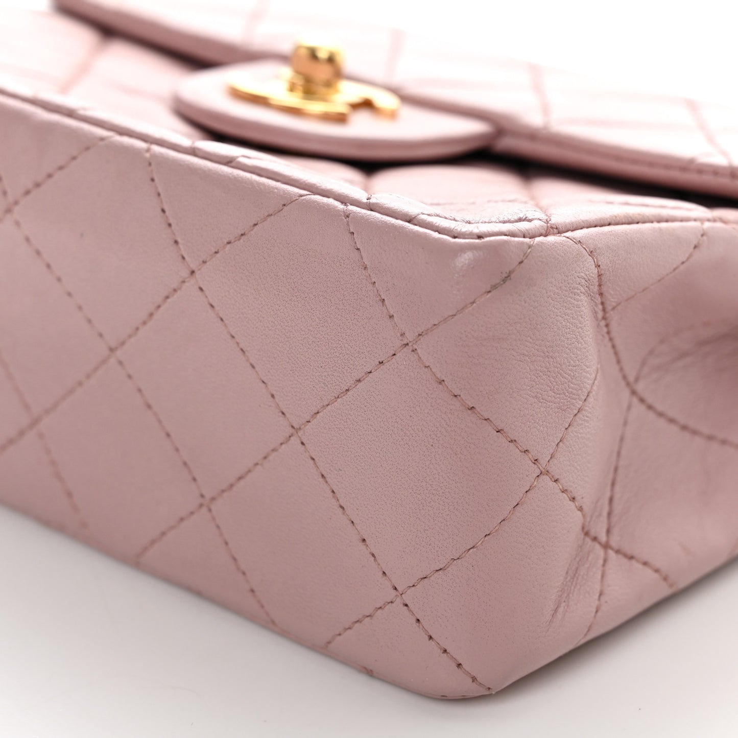 Lambskin Quilted Mini Square Flap Bag Light Pink