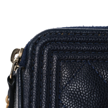 Chanel Caviar Quilted Small Boy Clutch With Chain Dark Blue 15 of 15