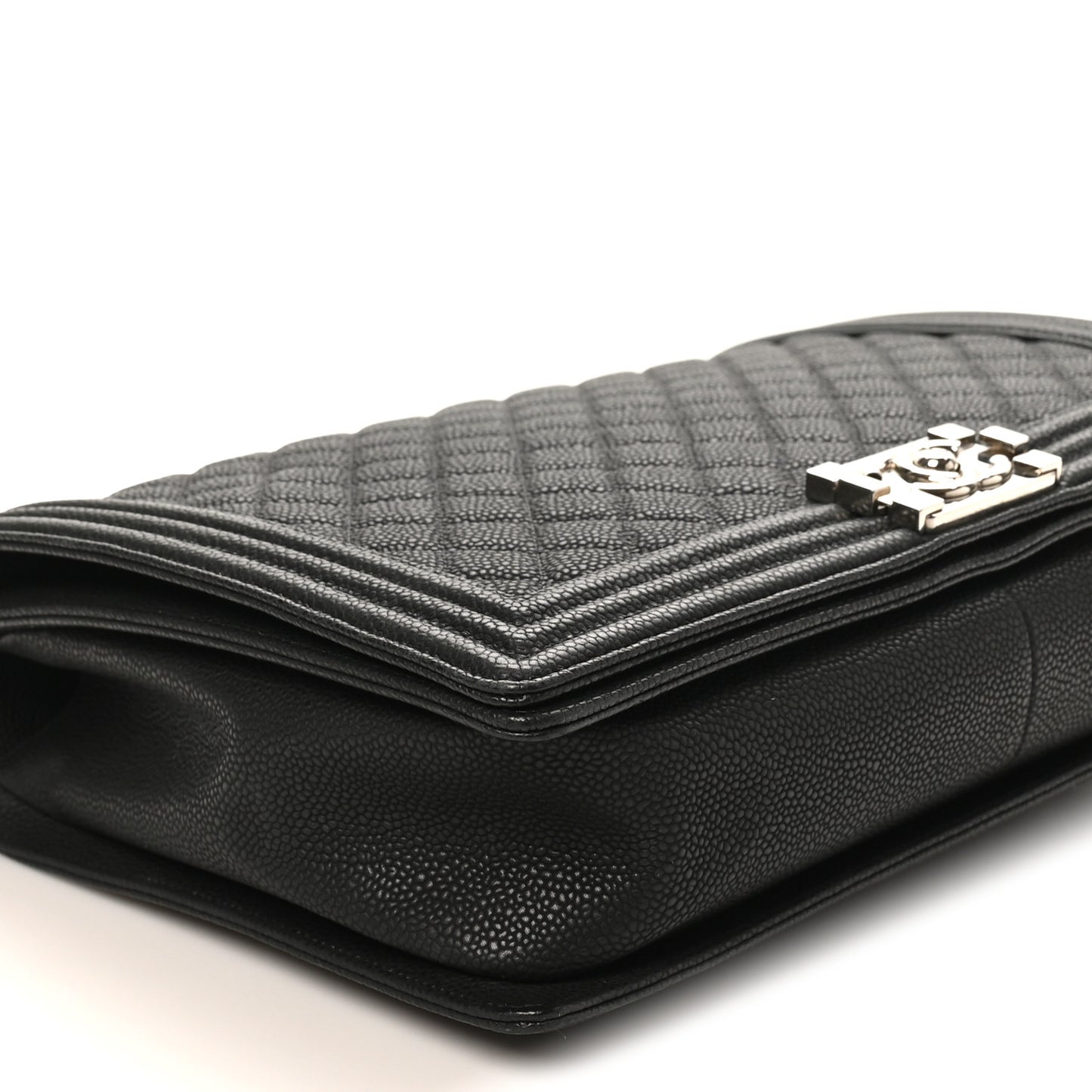 Caviar Quilted Large Boy Flap Black