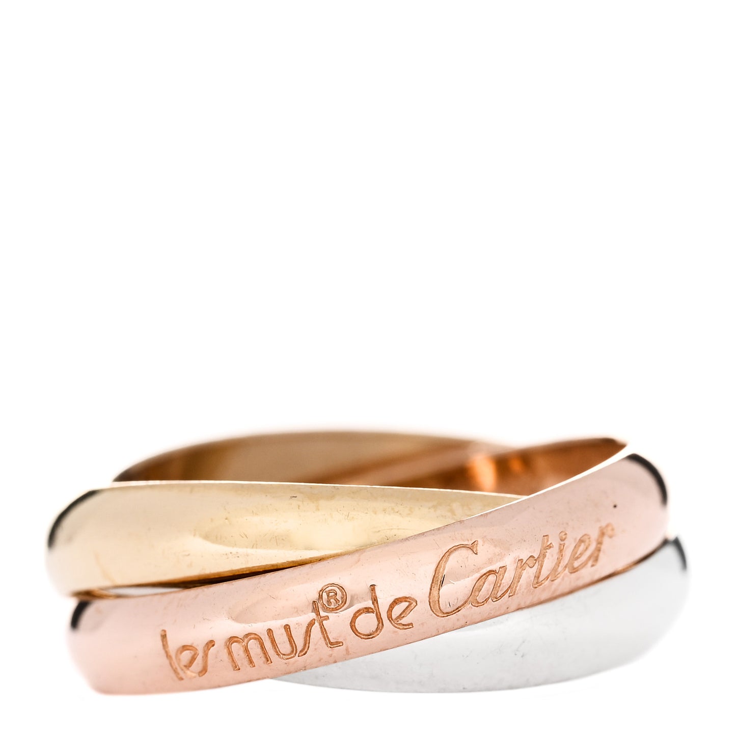 18K Pink Yellow White Gold Classic Les Must De Cartier Trinity Ring 54 6.75