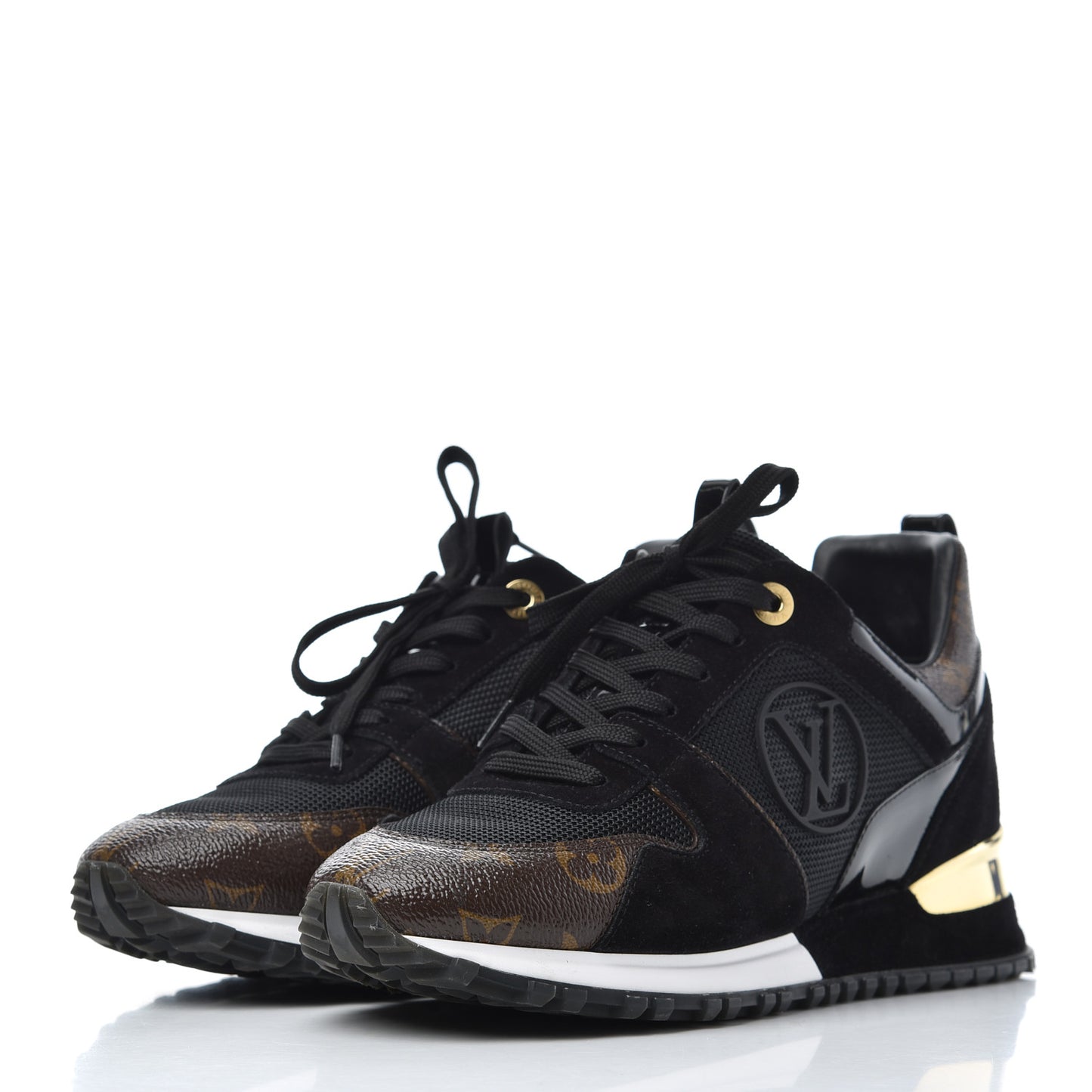 Suede Monogram Run Away Sneakers 38 Black
