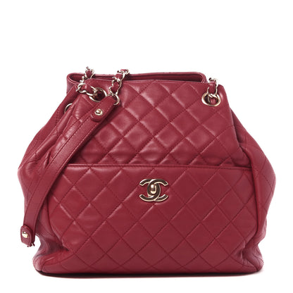 Chanel Lambskin Quilted Small Drawstring Shoulder Bag Dark Pink 1 of 11
