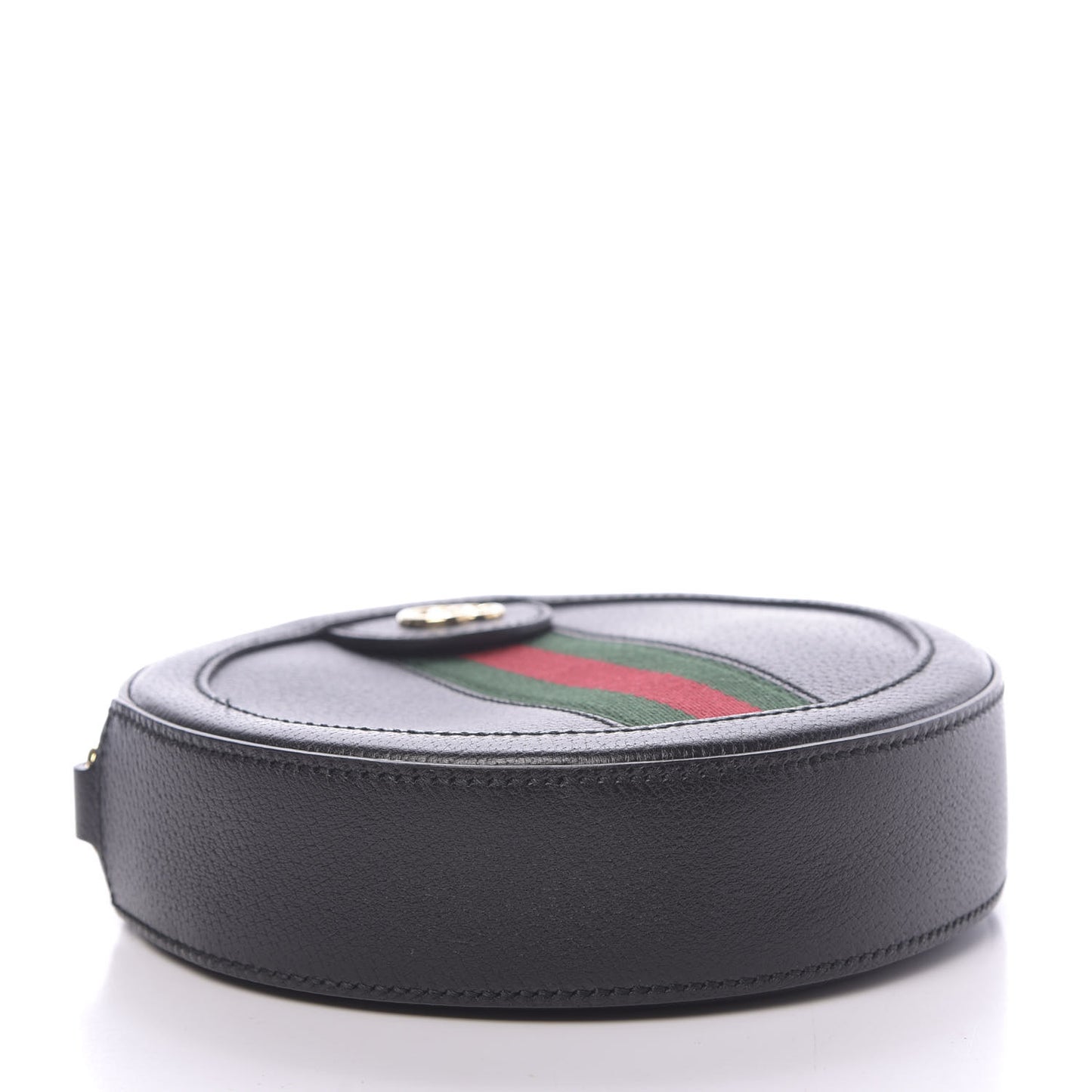 Grained Calfskin Web Mini Ophidia Round Shoulder Bag Black