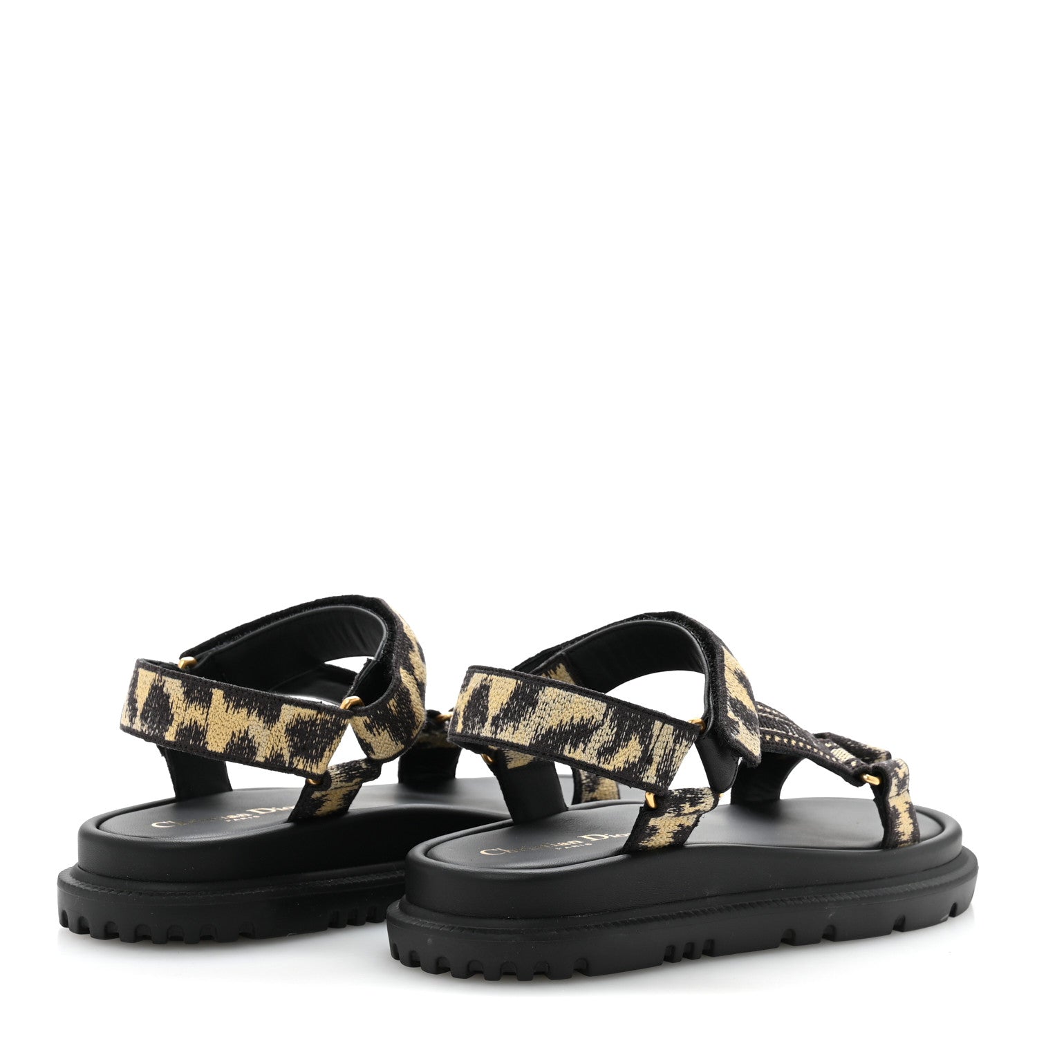 Christian Dior Technical Fabric Mizza Print Dioract Sandals 37 Beige Multicolor 5 of 9