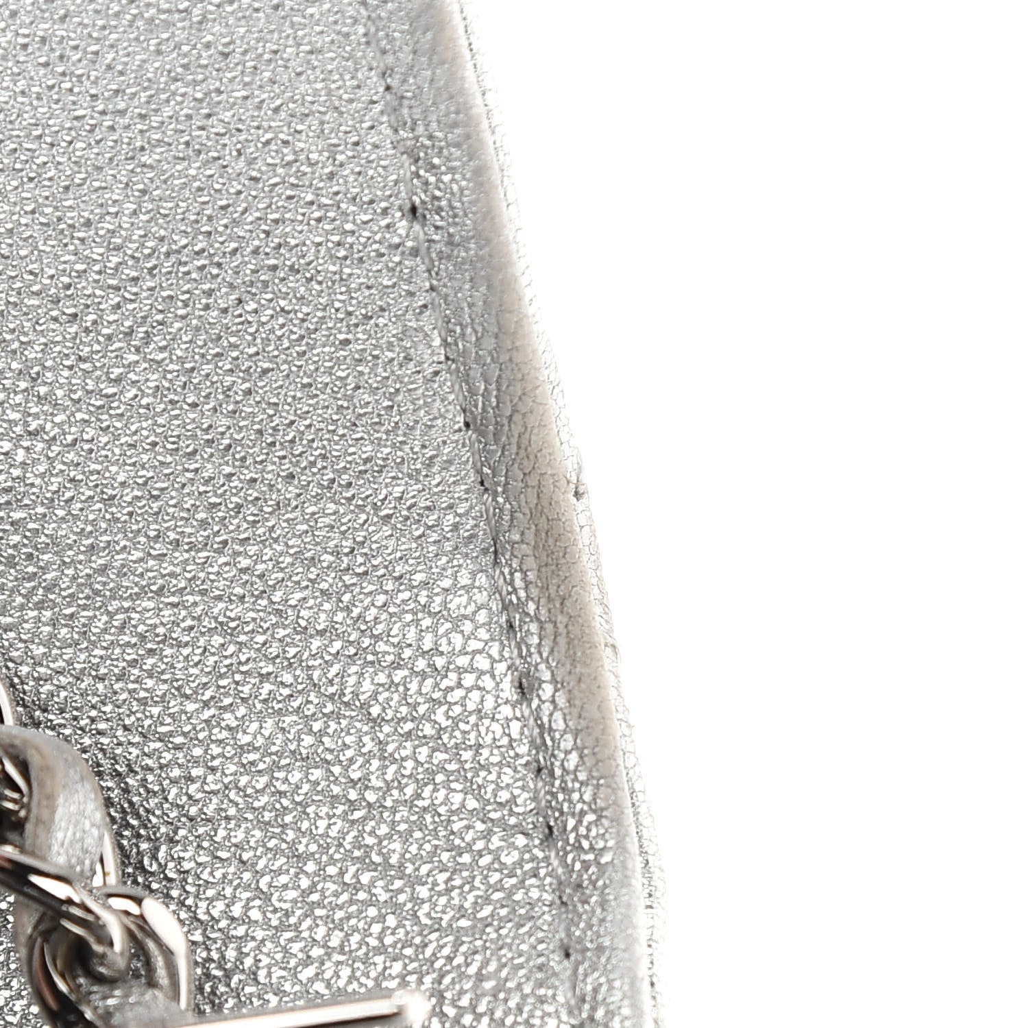 Chanel Metallic Lambskin Quilted Wallet On Chain WOC Silver 11 of 13