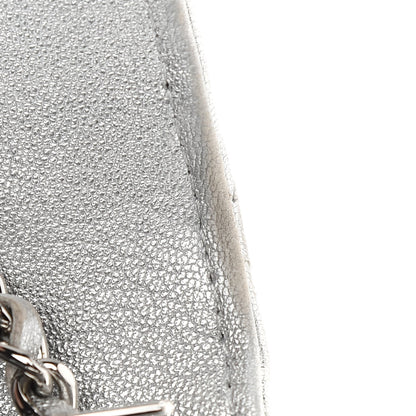 Chanel Metallic Lambskin Quilted Wallet On Chain WOC Silver 11 of 13