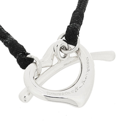 Tiffany Sterling Silver Elsa Peretti Open Heart Silk Cord Bracelet 3 of 4