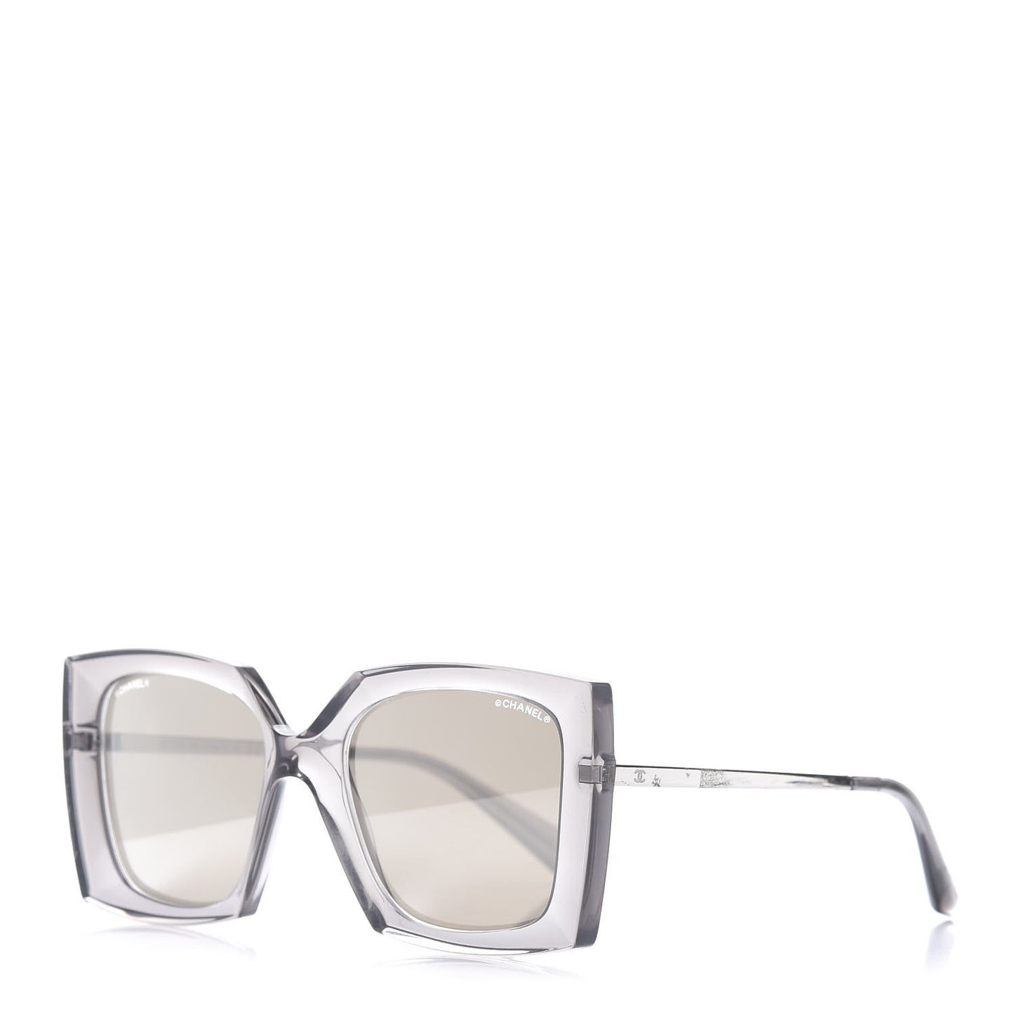 18K White Gold Mirror Square Sunglasses 6051 Gray