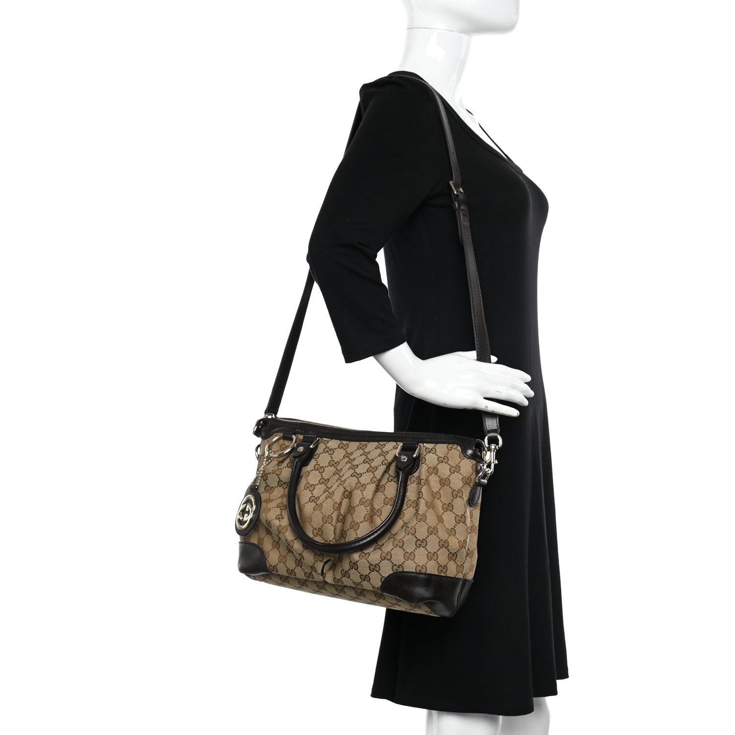 Gucci Monogram Medium Sukey Top Handle Dark Brown 2 of 11