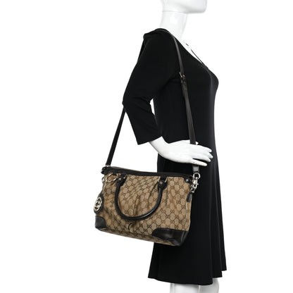 Gucci Monogram Medium Sukey Top Handle Dark Brown 2 of 11