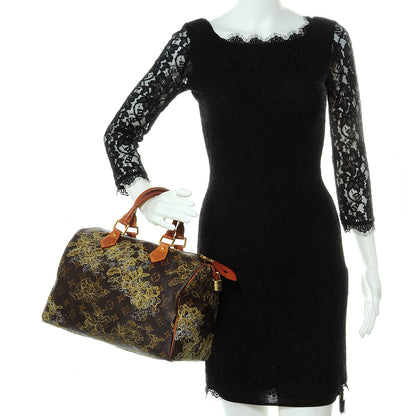 Louis Vuitton Monogram Dentelle Speedy 30 Gold 2 of 9