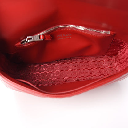 Prada Soft Calfskin Impunture Diagramme Medium Chain Flap Shoulder Bag Fuoco 5 of 9