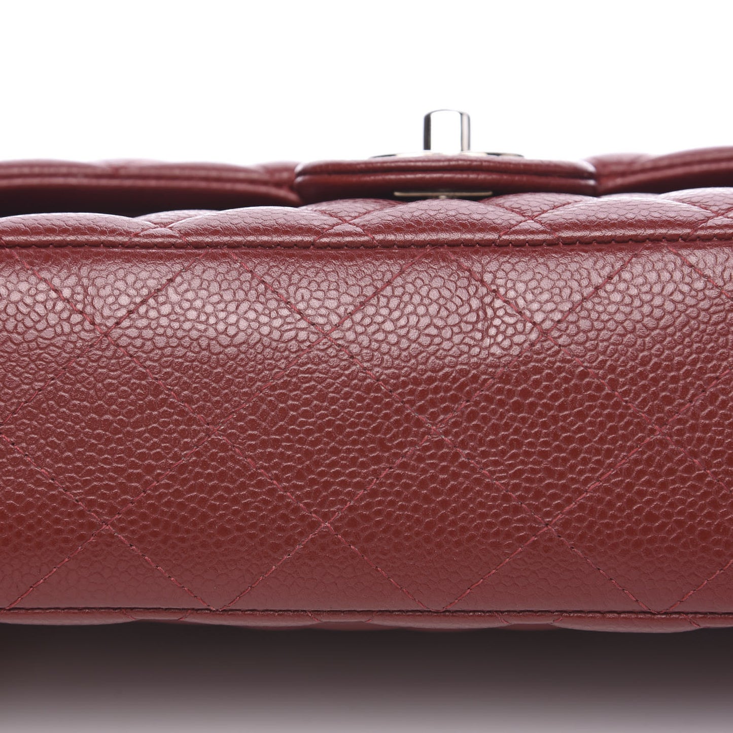 Caviar Quilted Medium Double Flap Dark Red