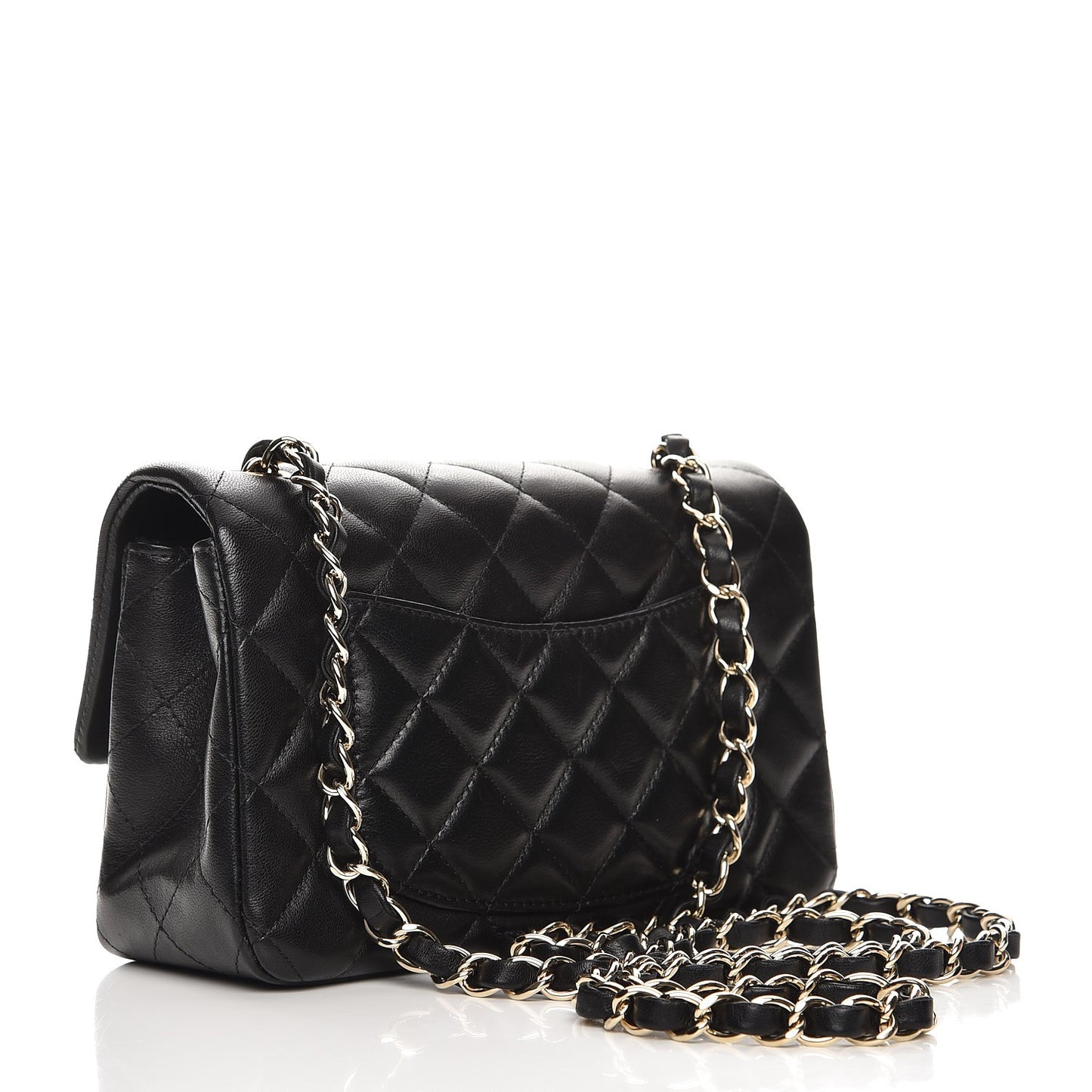 Lambskin Quilted Mini Rectangular Flap Black