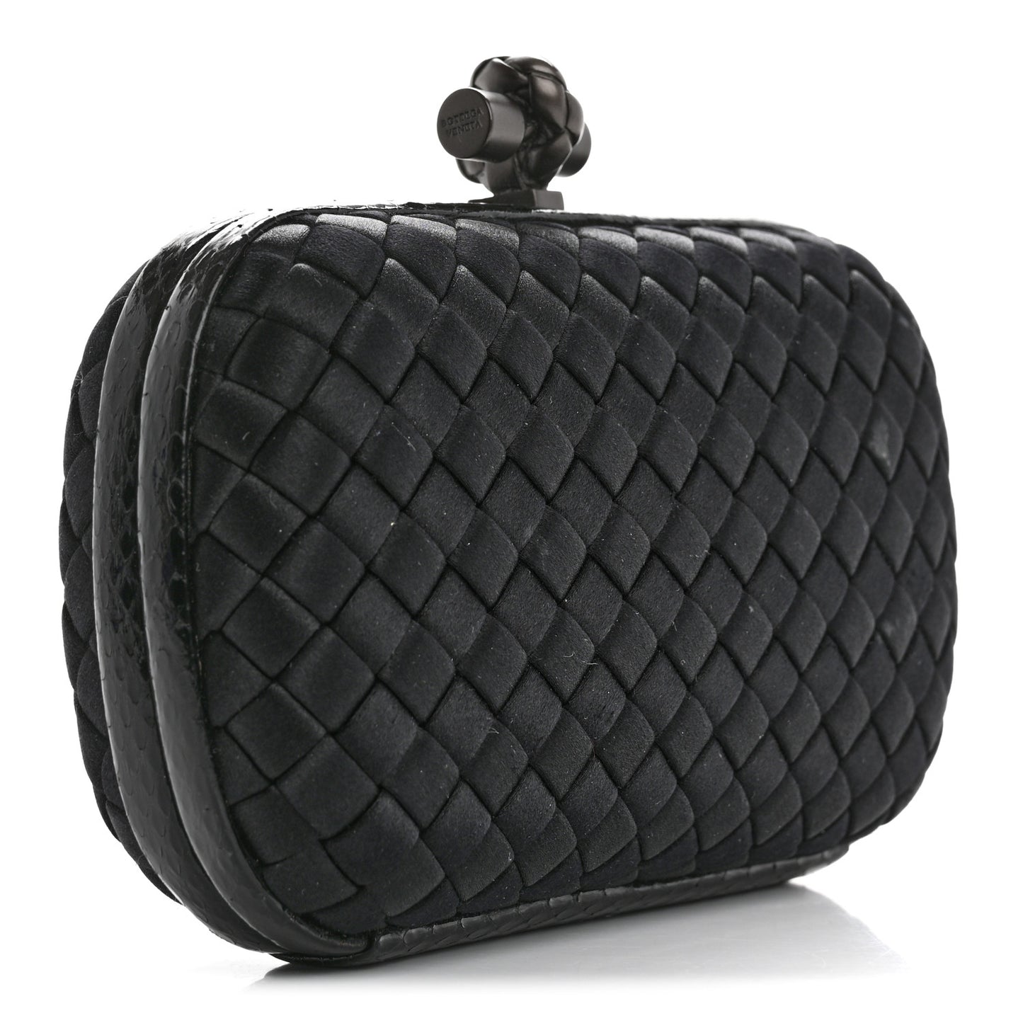 Satin Intreccio Impero Ayers Knot Clutch Black