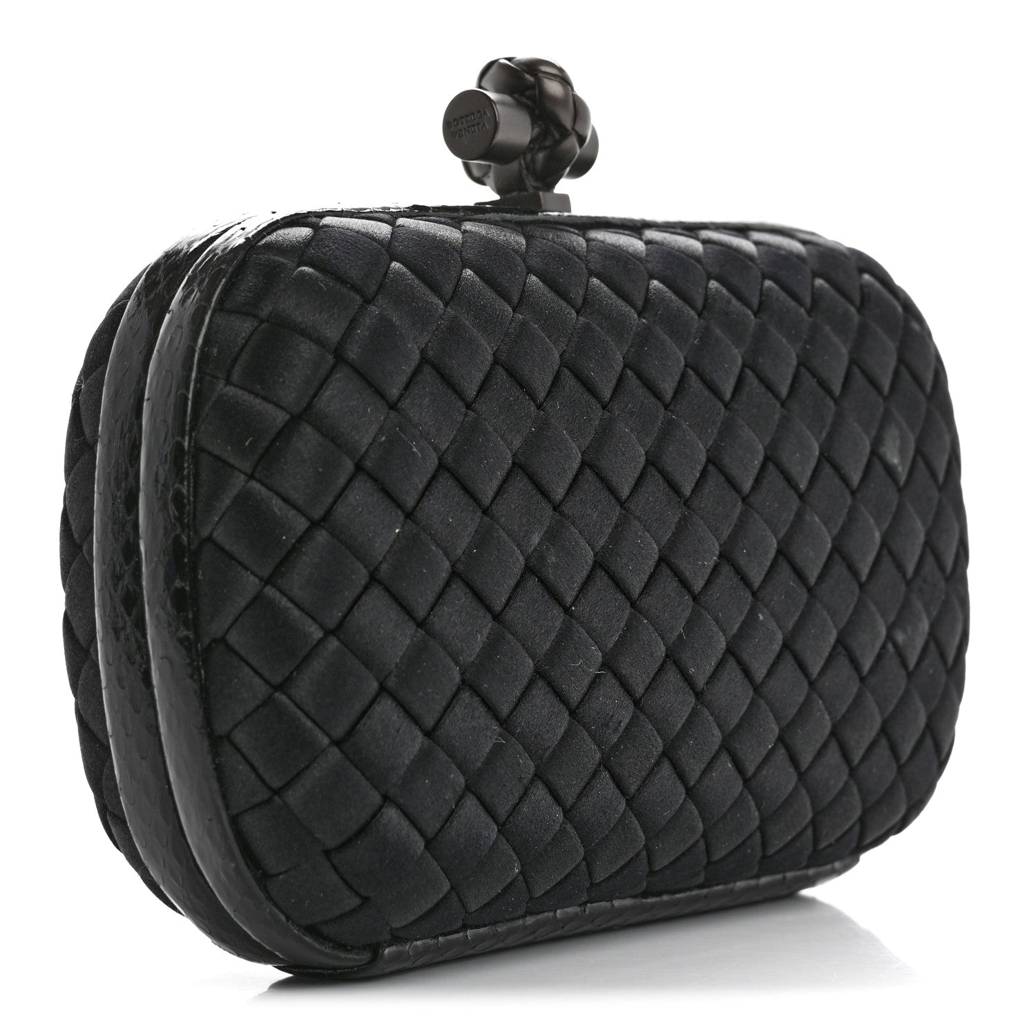 Bottega Veneta Satin Intreccio Impero Ayers Knot Clutch Black 3 of 8