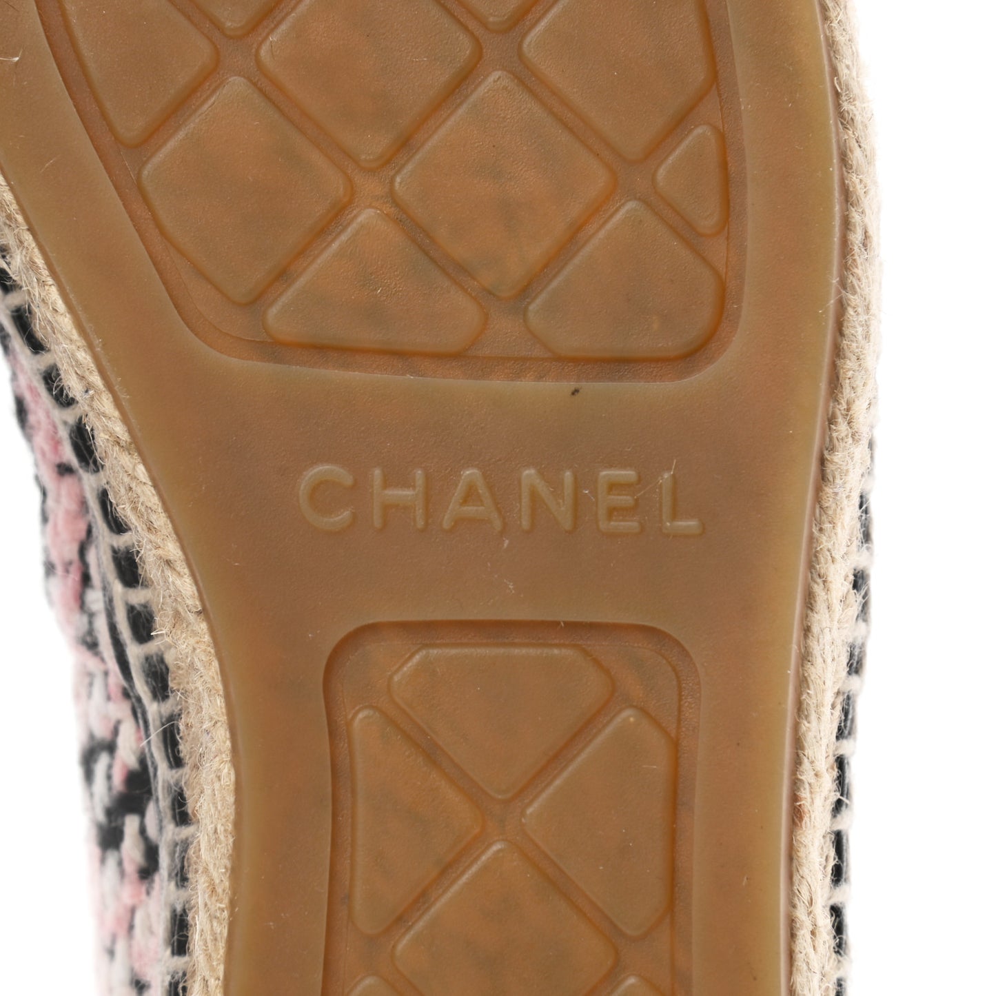 Tweed Lambskin CC Espadrilles 37 Pink Black
