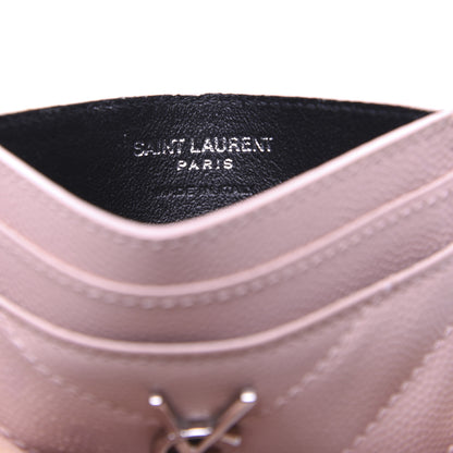Saint Laurent Grain De Poudre Matelasse Chevron Monogram Credit Card Case Pale Pink 16 of 22
