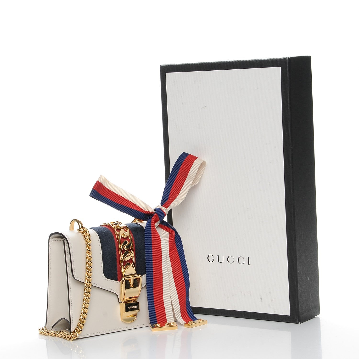 Gucci Calfskin Mini Sylvie Chain Shoulder Bag White 8 of 8