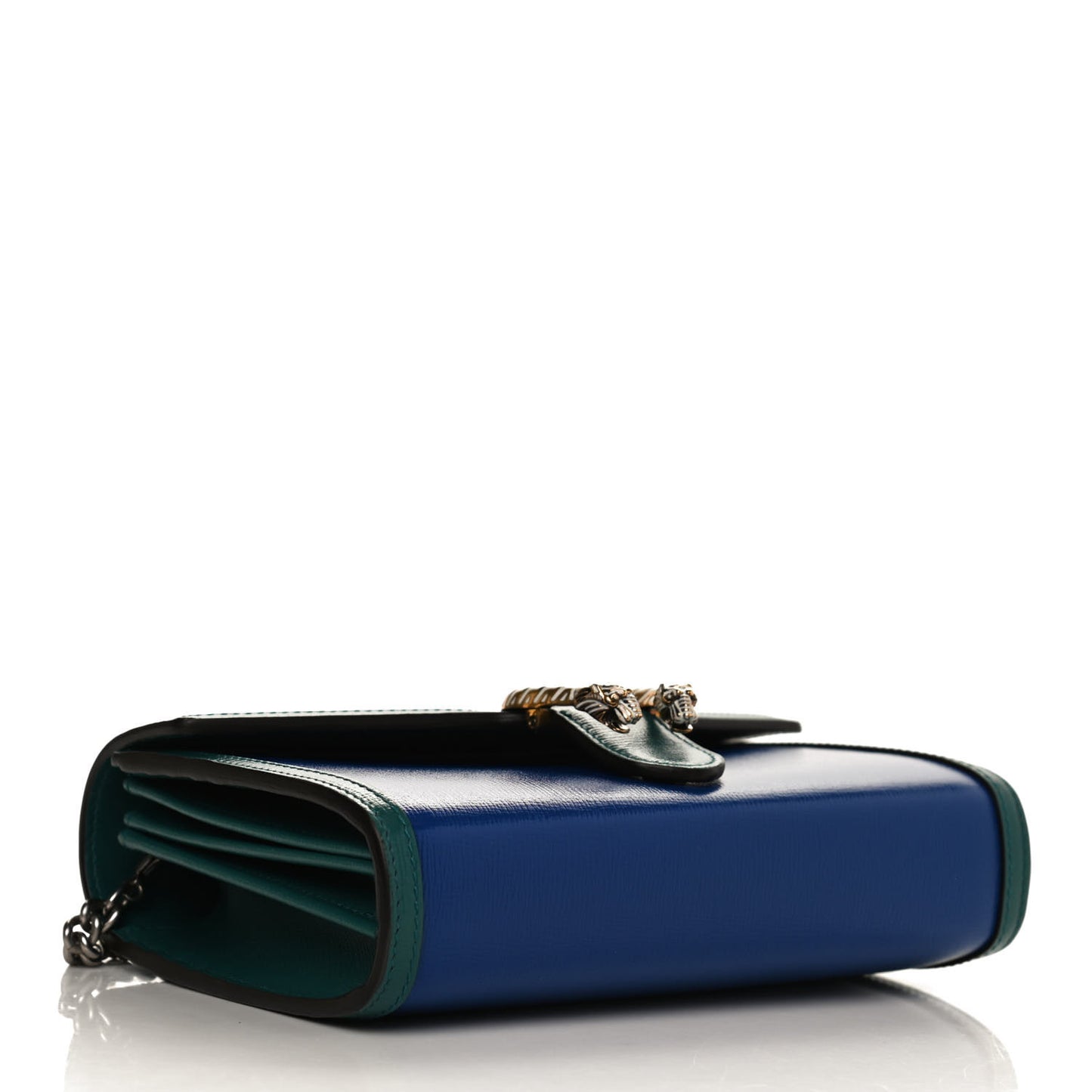 Azalea Calfskin Enamel Mini Dionysus Chain Wallet Imperial Blue Pavone Off White