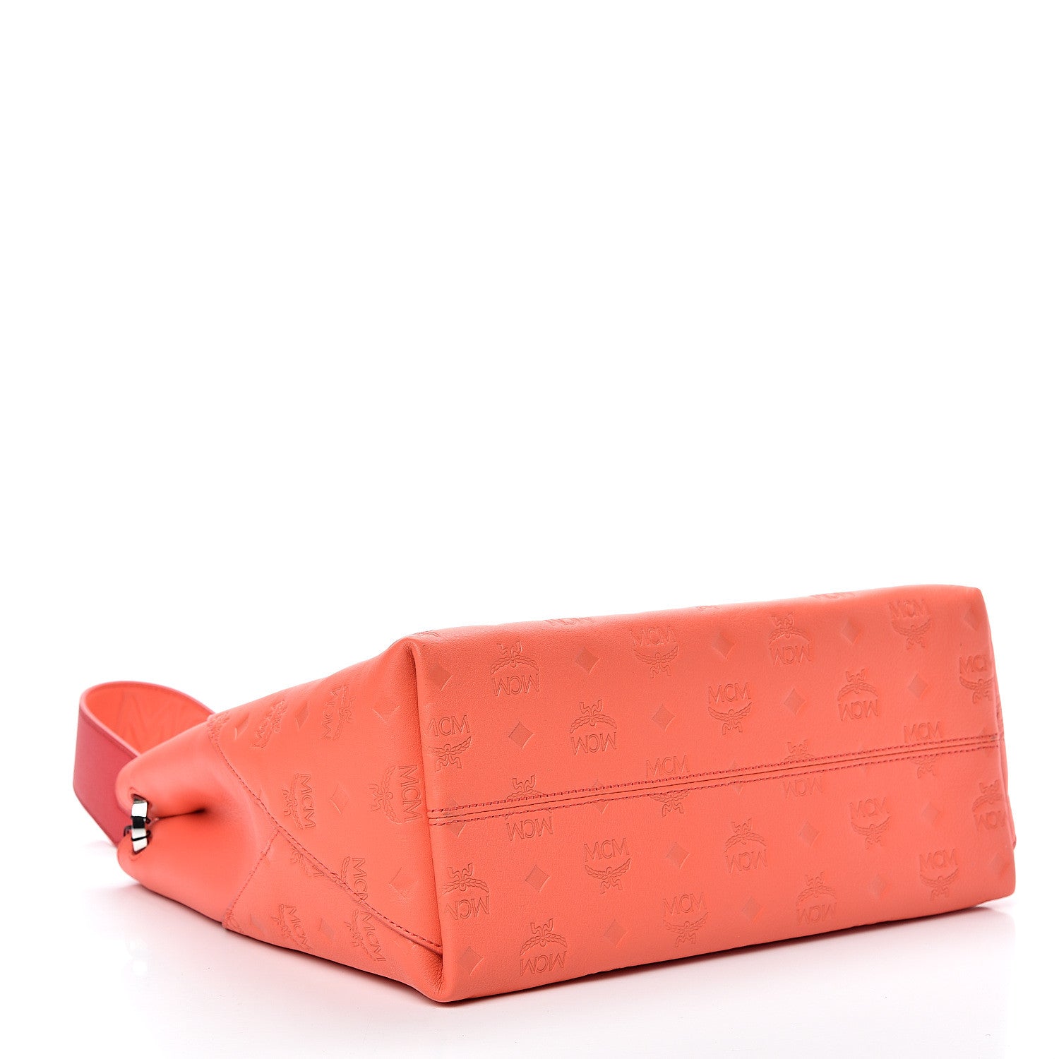 MCM Calfskin Ottomar Monogram Medium Klara Hobo Hot Coral 3 of 11