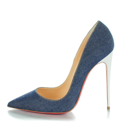 Christian Louboutin Denim Jazz Calf So Kate 120 Pumps 41 Blue White 1 of 7