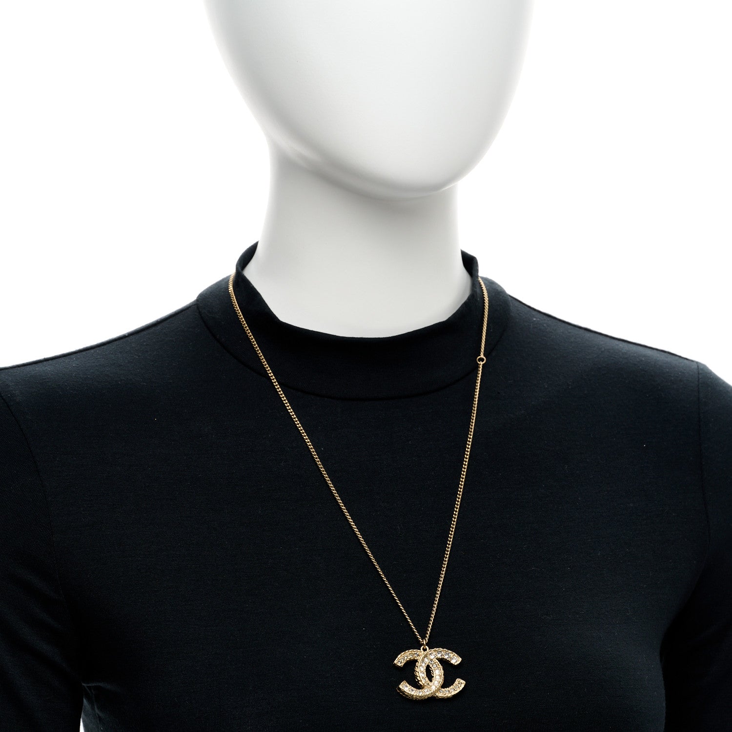 Chanel Crystal Enamel CC Reversible Pendant Necklace Gold 2 of 7