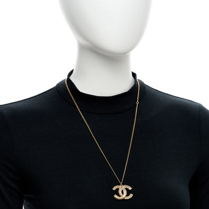 Chanel Crystal Enamel CC Reversible Pendant Necklace Gold 2 of 7