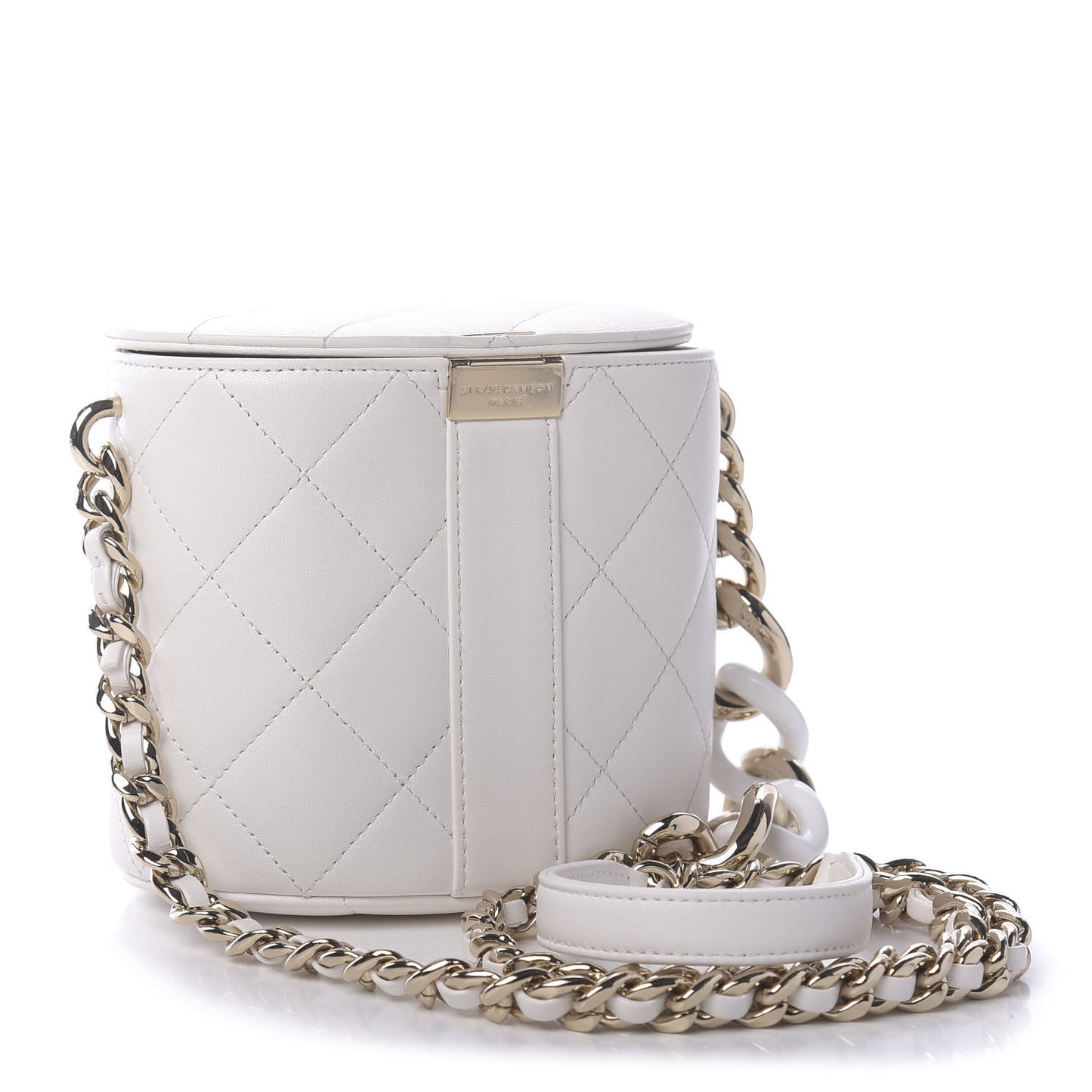 Lambskin Resin Elegant Chain Vanity Case White