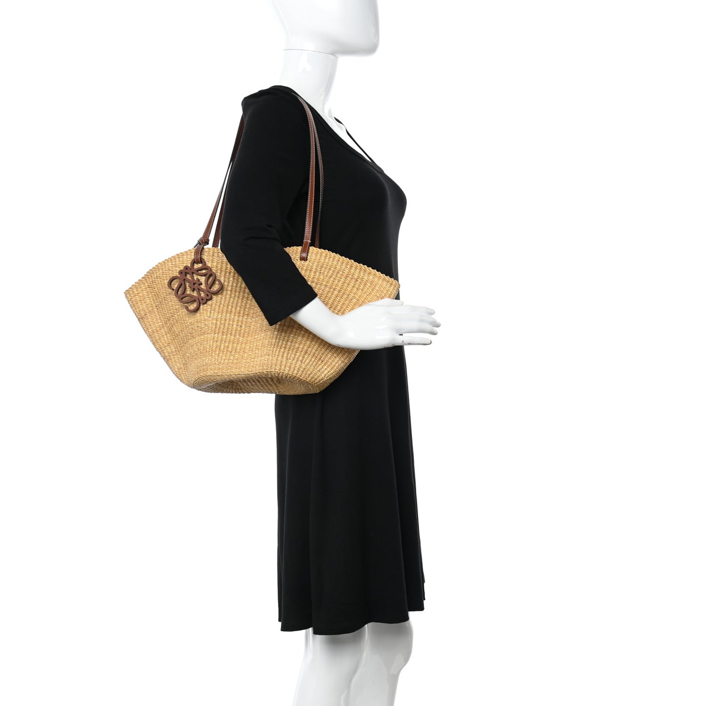 Calfskin Raffia Paulas Ibiza Small Basket Tote Bag Natural Tan