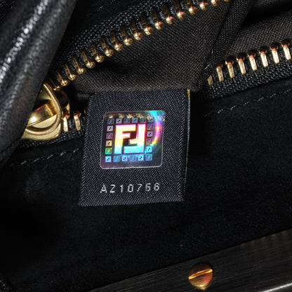 Fendi Goatskin Medium Peekaboo Iconic Satchel Black 7 of 9