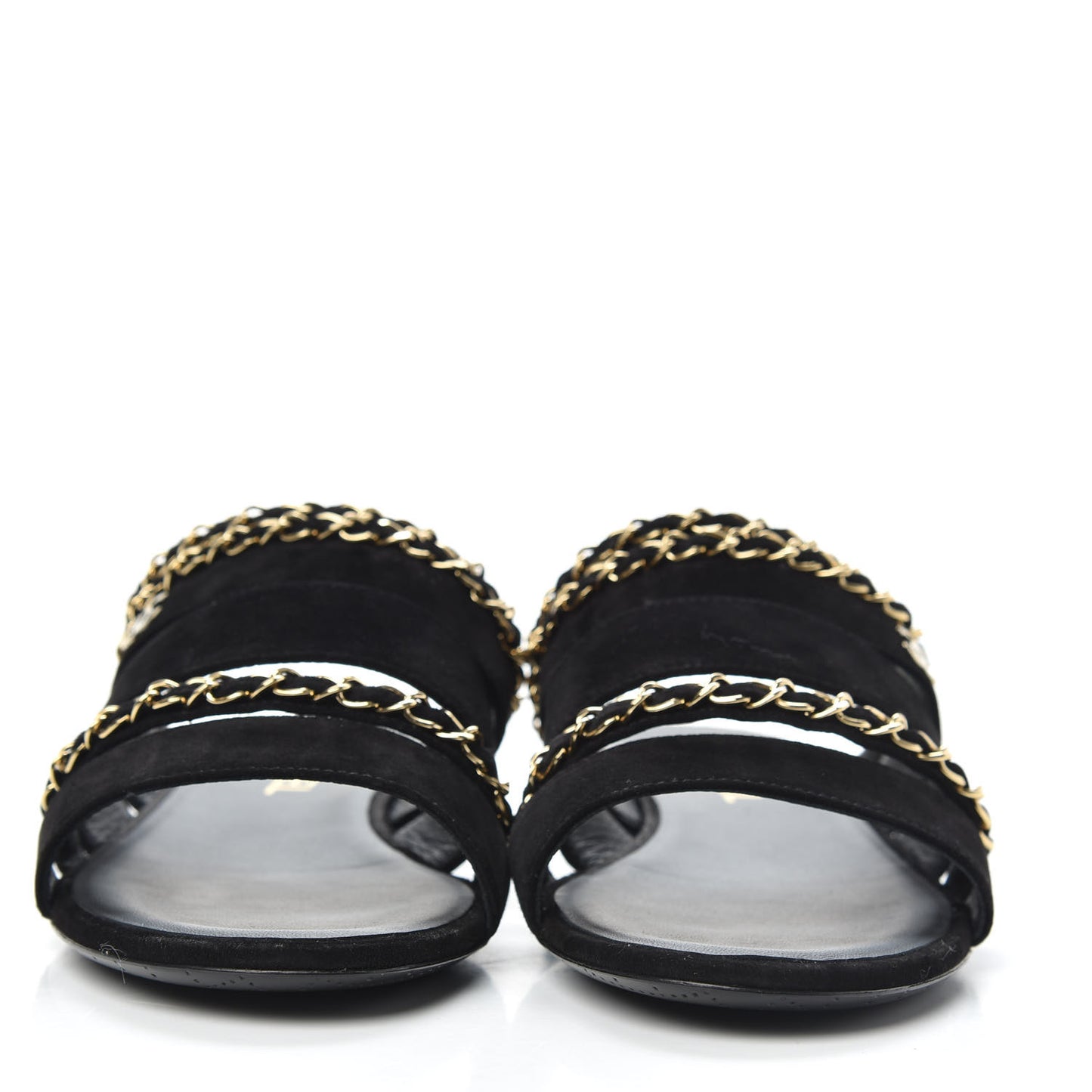 Suede Chain Mule Sandals 40 Black