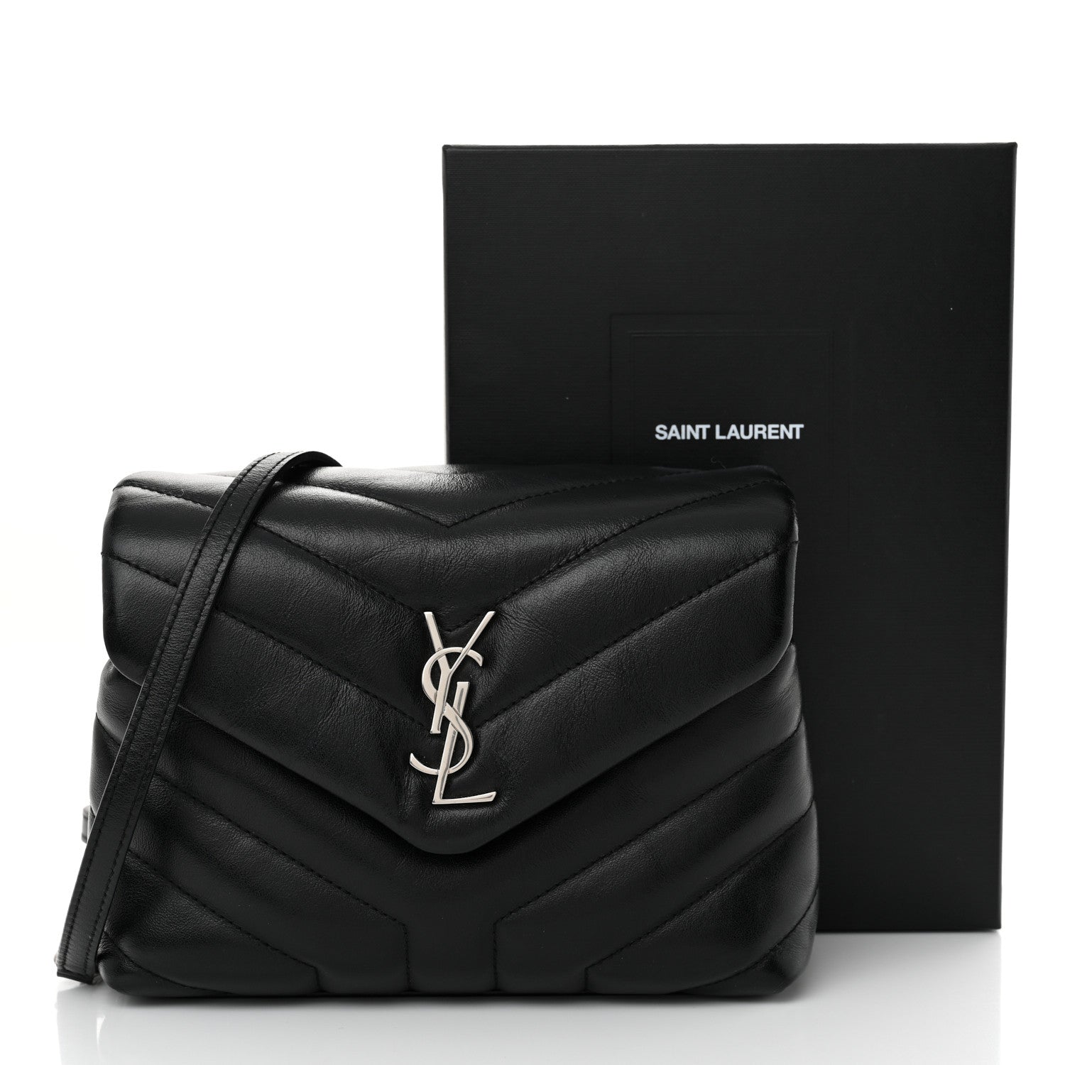 Saint Laurent Calfskin Y Quilted Monogram Toy Loulou Crossbody Bag Black 12 of 12