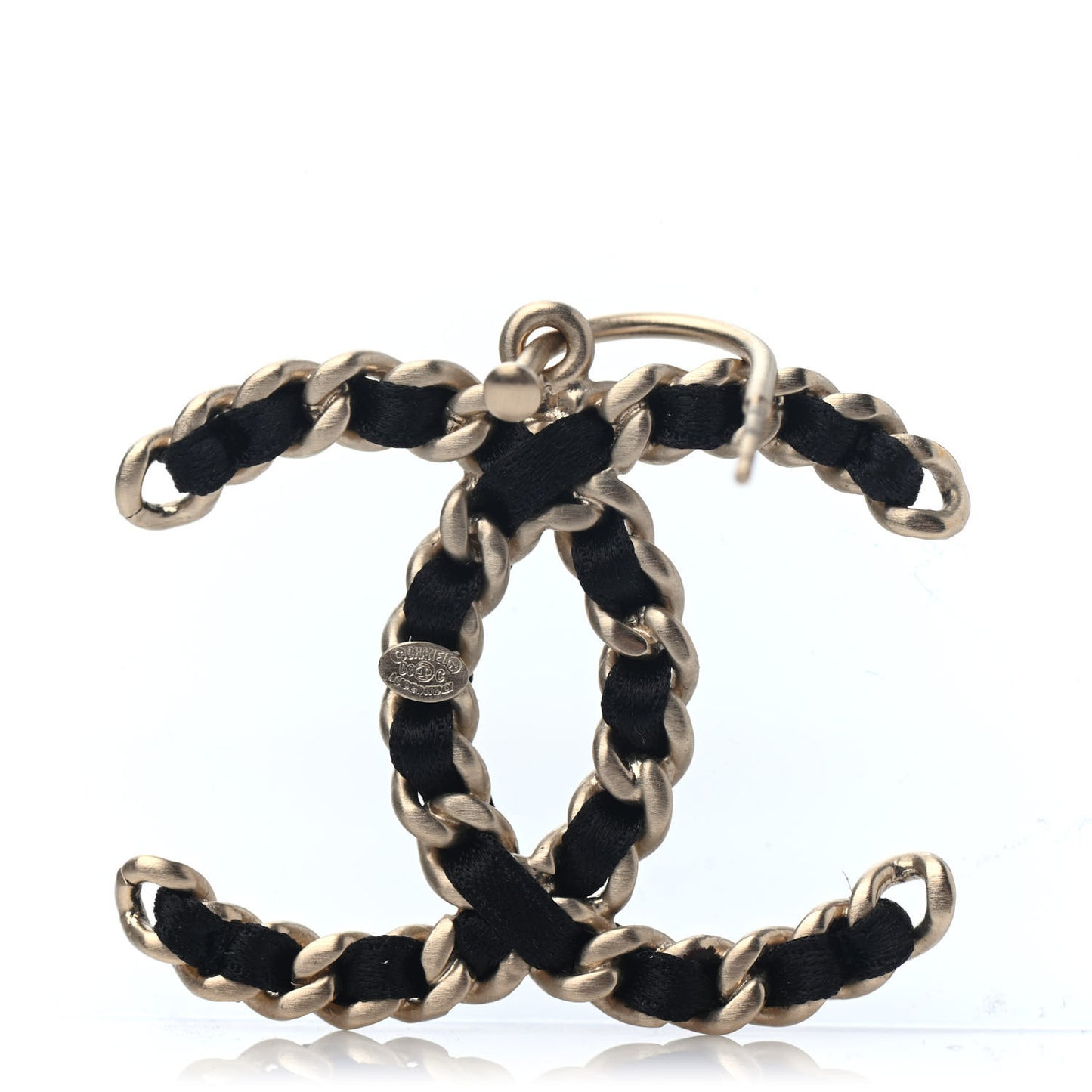 CC Chain Earrings Light Gold Black