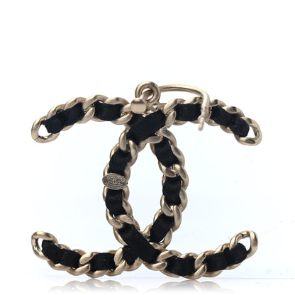 Chanel CC Chain Earrings Light Gold Black 4 of 4