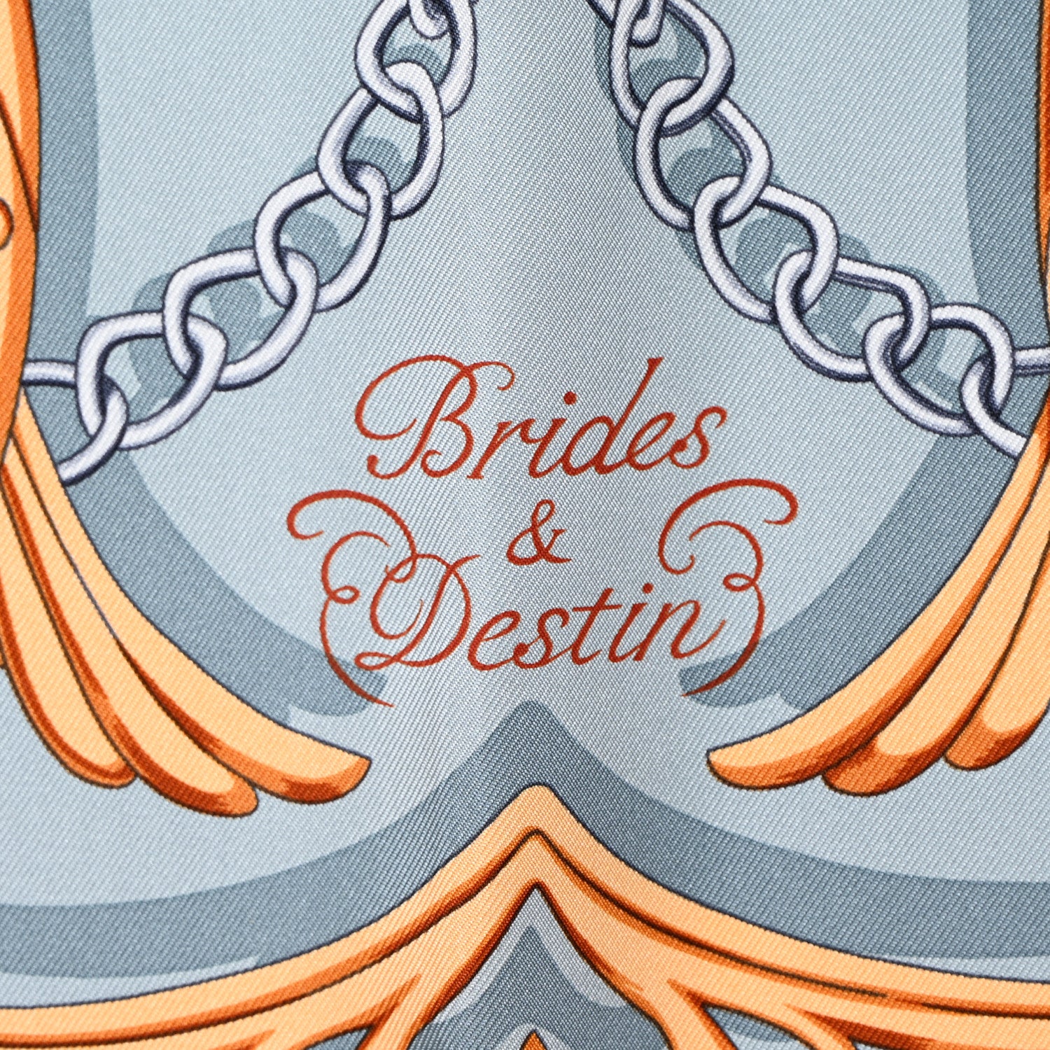 Hermes Silk Brides Et Destin Scarf 90 Blue Jean Mordore Ciel 2 of 5