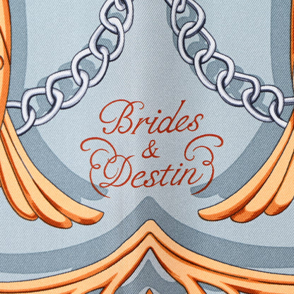 Hermes Silk Brides Et Destin Scarf 90 Blue Jean Mordore Ciel 2 of 5