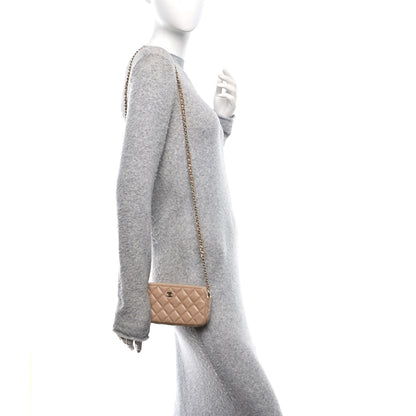 Chanel Caviar Quilted Small Clutch With Chain Beige 2 of 11