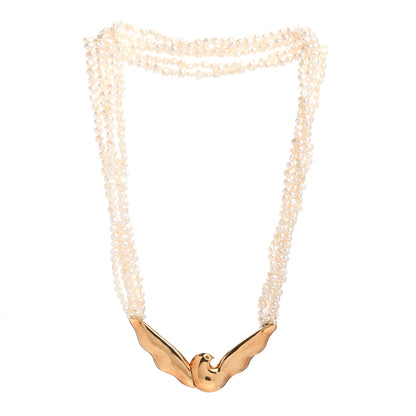 Tiffany 18K Yellow Gold Pearl Dove Necklace 3 of 4